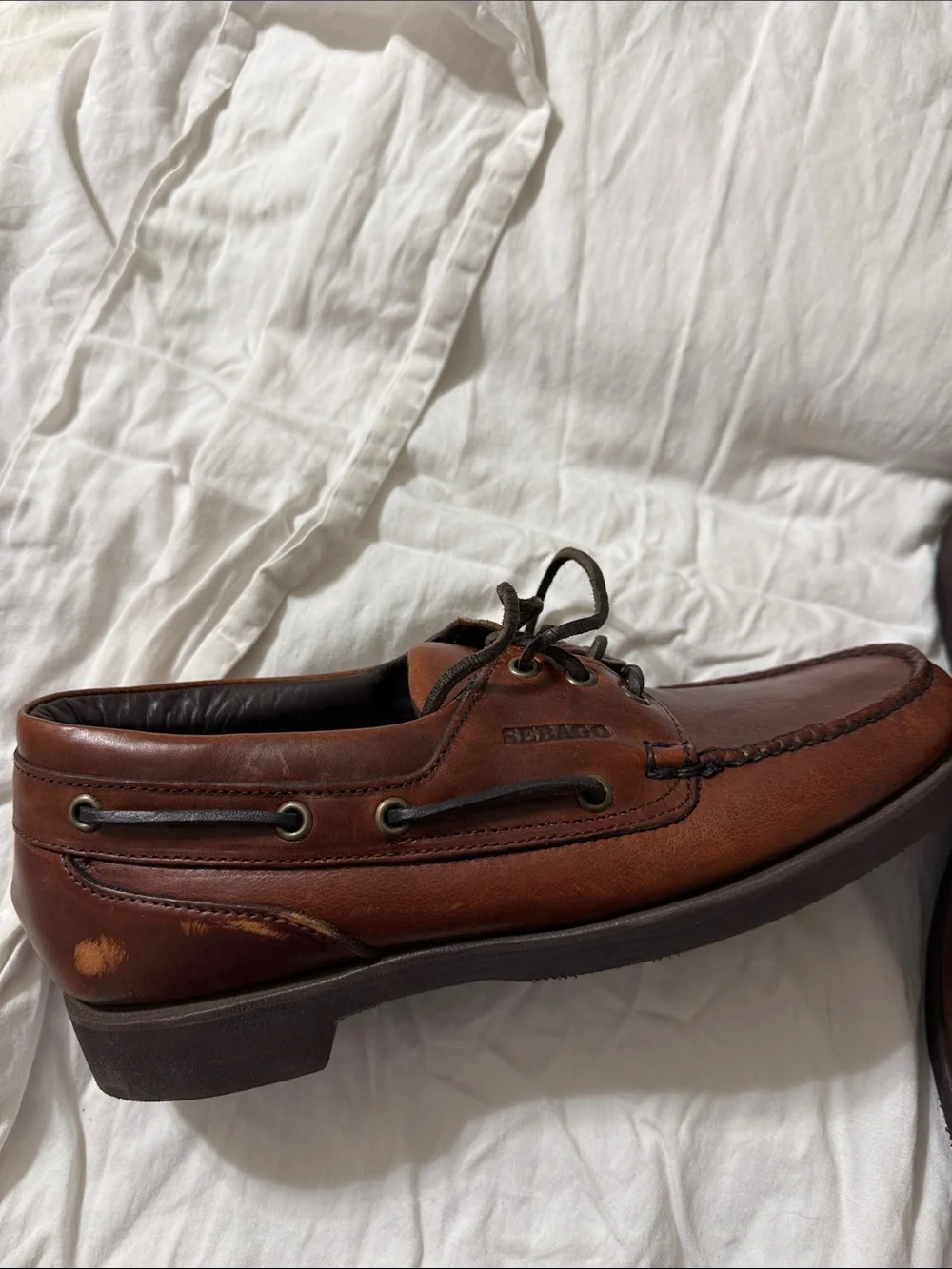 Sebago Men's Chestnut Brown Leather Boat Shoes